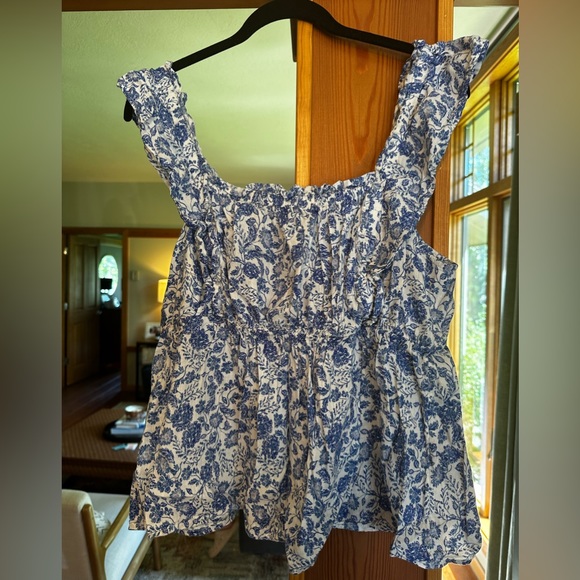 Old Navy // smocked back blouse // blue floral // medium - Picture 2 of 5
